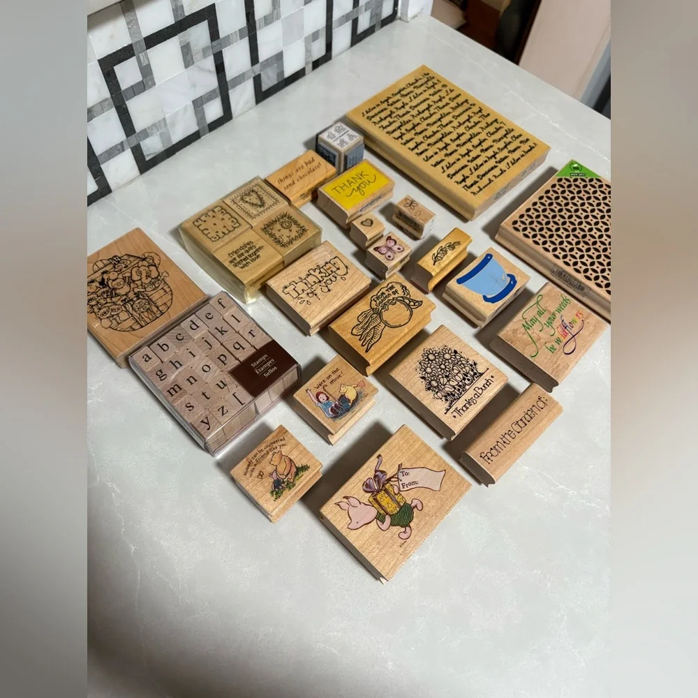 Vintage & New High-Quality Rubber Wood Stamp Collection Set - Picture 5 of 15